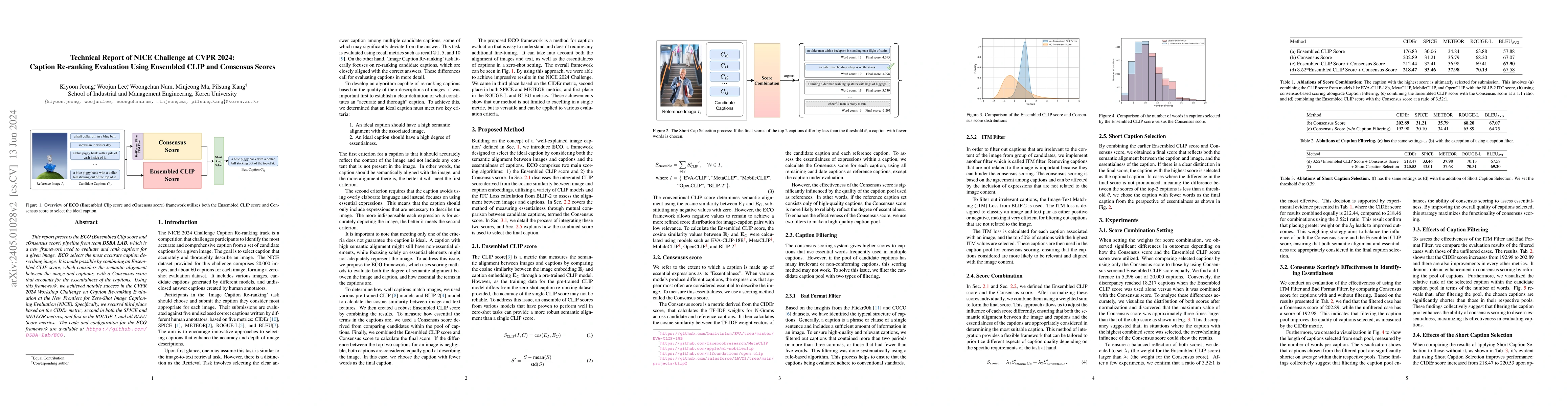 Thumbnail for Technical Report of NICE Challenge at CVPR 2024: Caption Re-ranking
  Evaluation Using Ensembled CLIP and Consensus Scores