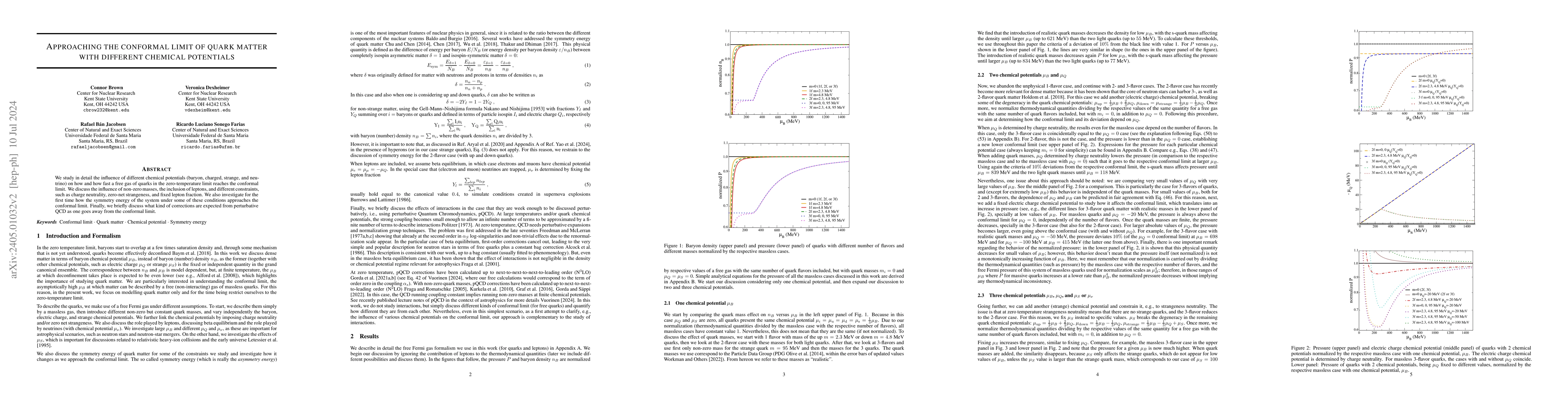 Thumbnail for Approaching the conformal limit of quark matter with different chemical
  potentials