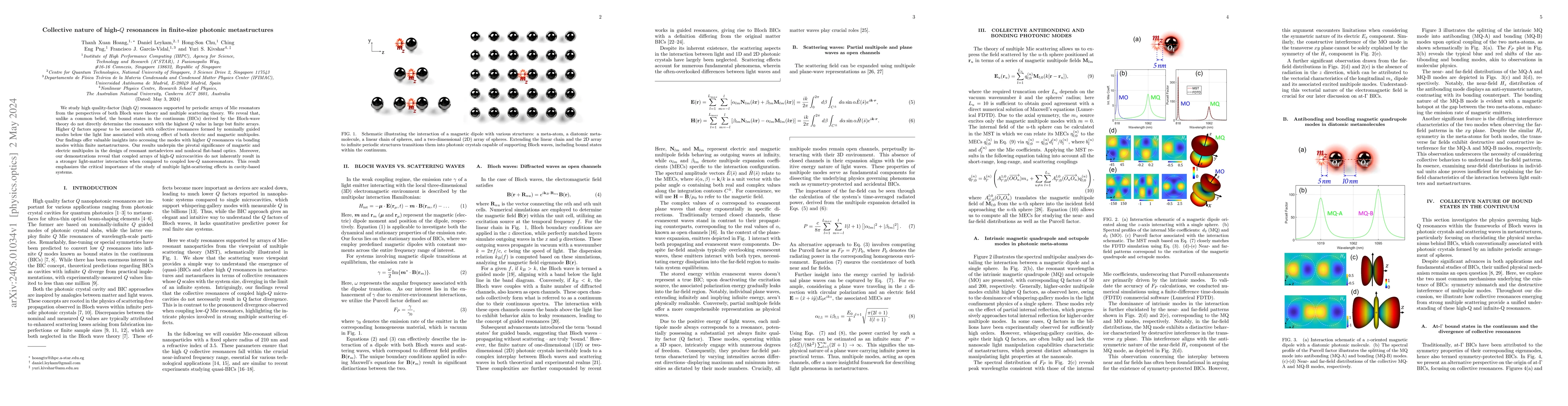 Thumbnail for Collective nature of high-Q resonances in finite-size photonic
  metastructures