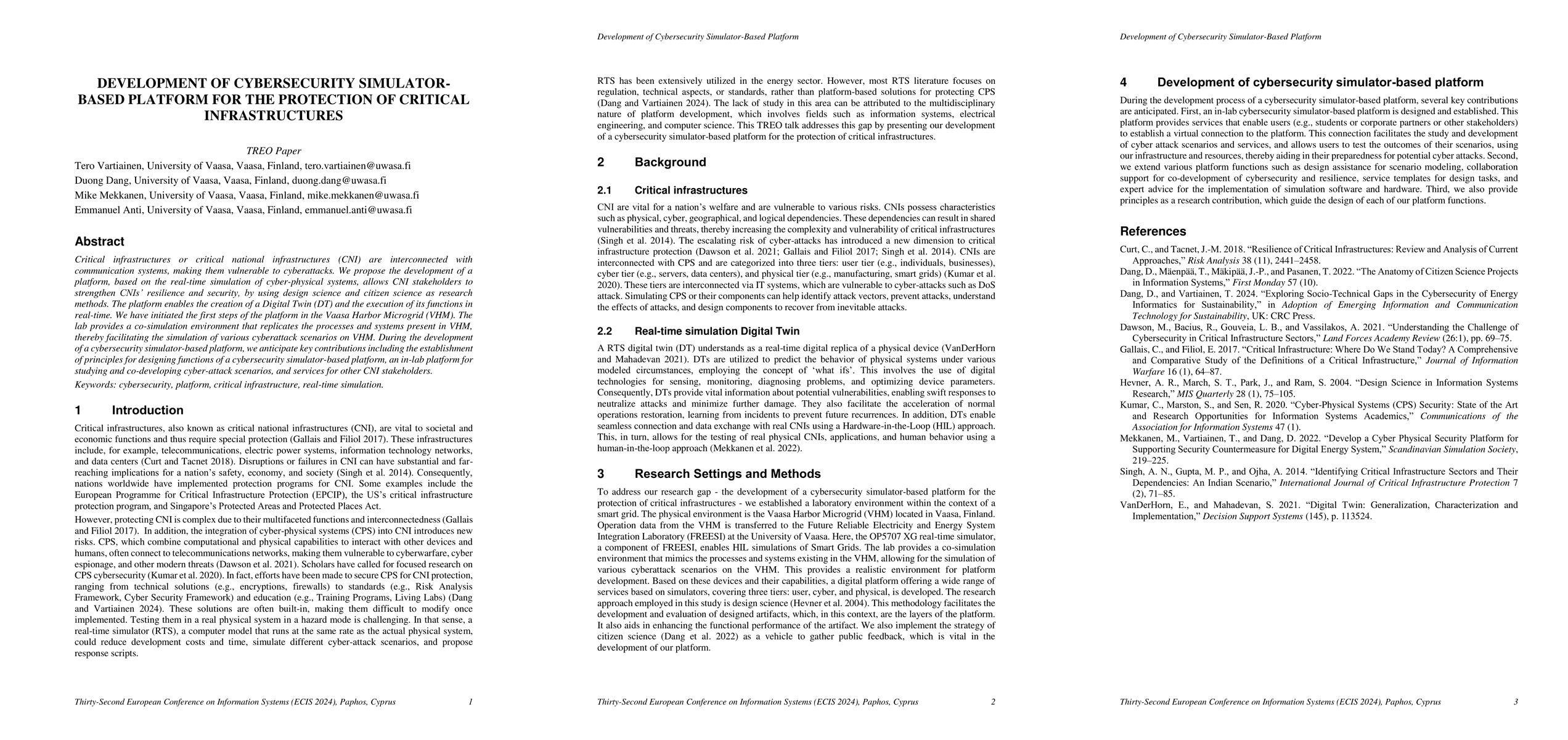 Thumbnail for Development of Cybersecurity Simulator-Based Platform for the Protection
  of Critical Infrastructures
