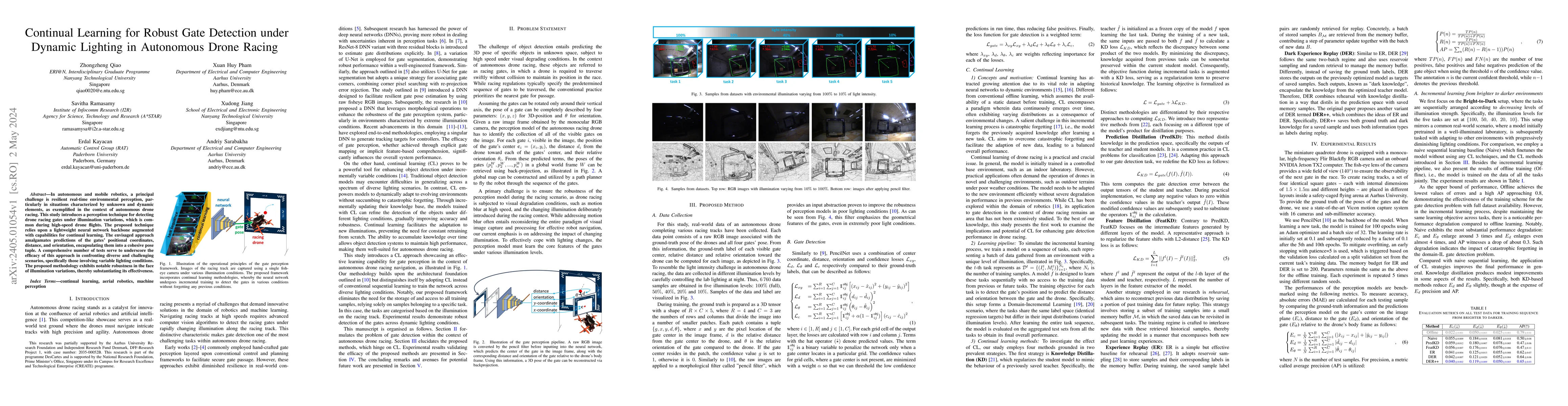 Thumbnail for Continual Learning for Robust Gate Detection under Dynamic Lighting in
  Autonomous Drone Racing