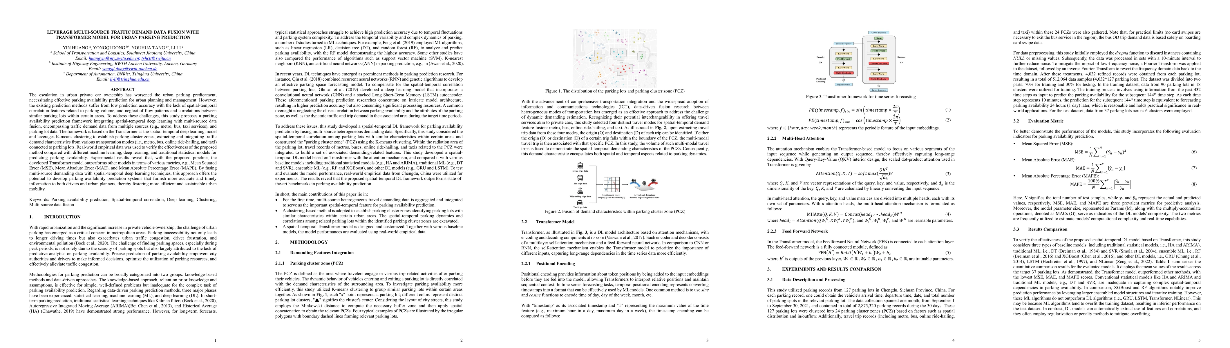Thumbnail for Leverage Multi-source Traffic Demand Data Fusion with Transformer Model
  for Urban Parking Prediction