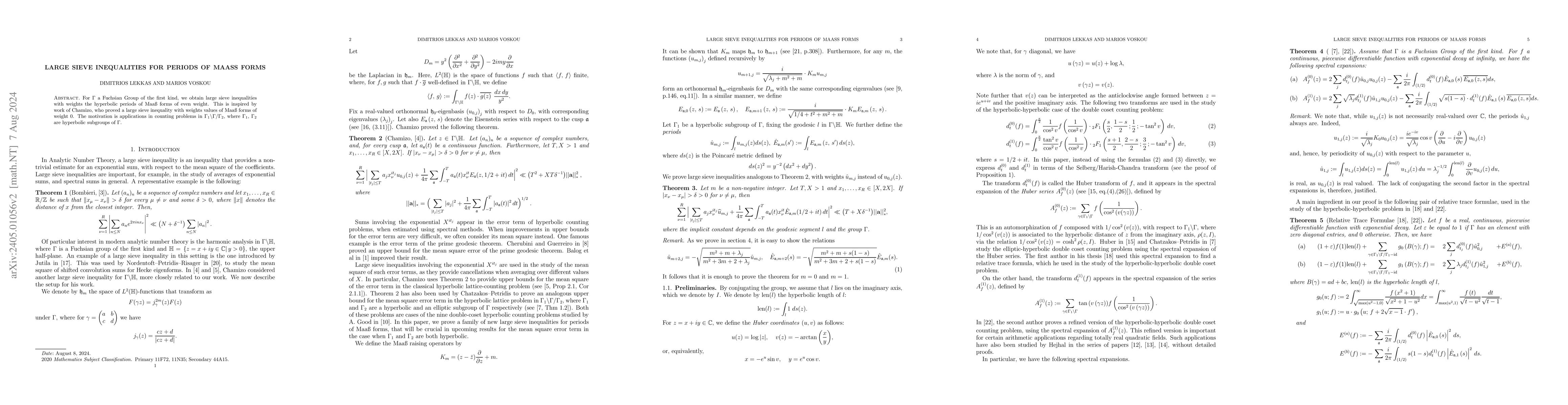 Thumbnail for Large Sieve Inequalities for periods of Maass forms