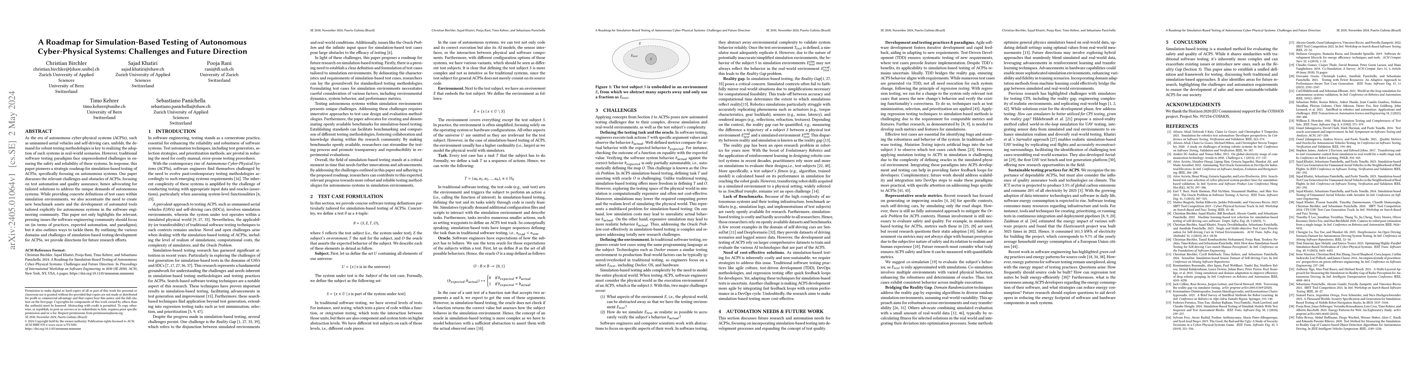 Thumbnail for A Roadmap for Simulation-Based Testing of Autonomous Cyber-Physical
  Systems: Challenges and Future Direction