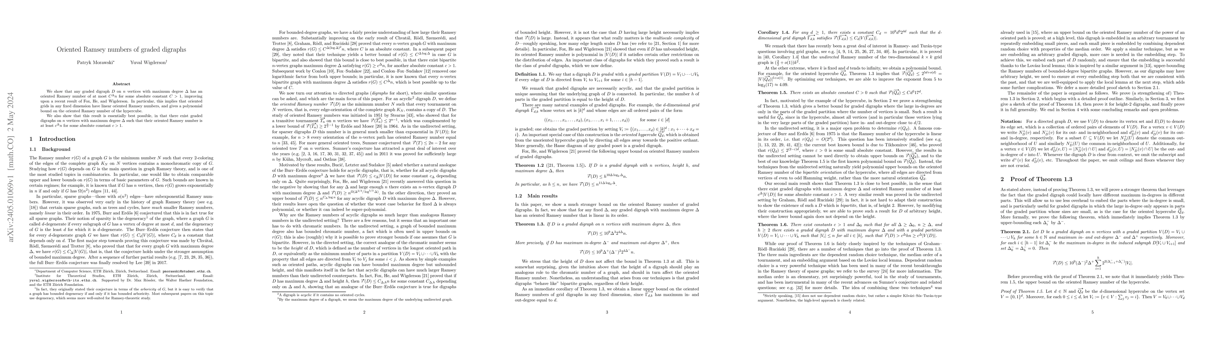 Thumbnail for Oriented Ramsey numbers of graded digraphs