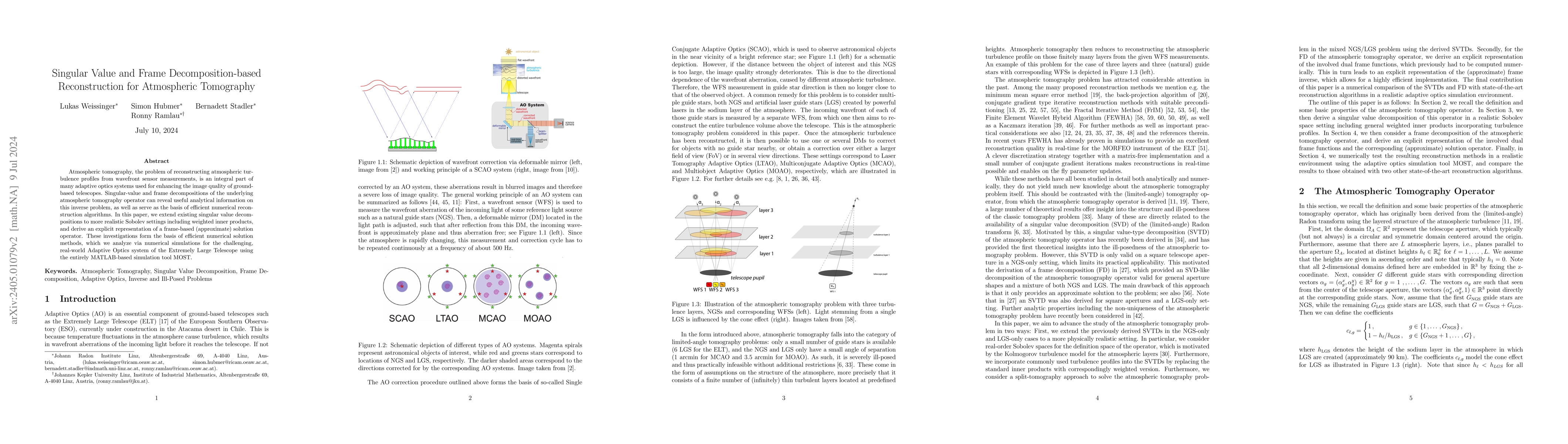 Thumbnail for Singular Value and Frame Decomposition-based Reconstruction for
  Atmospheric Tomography
