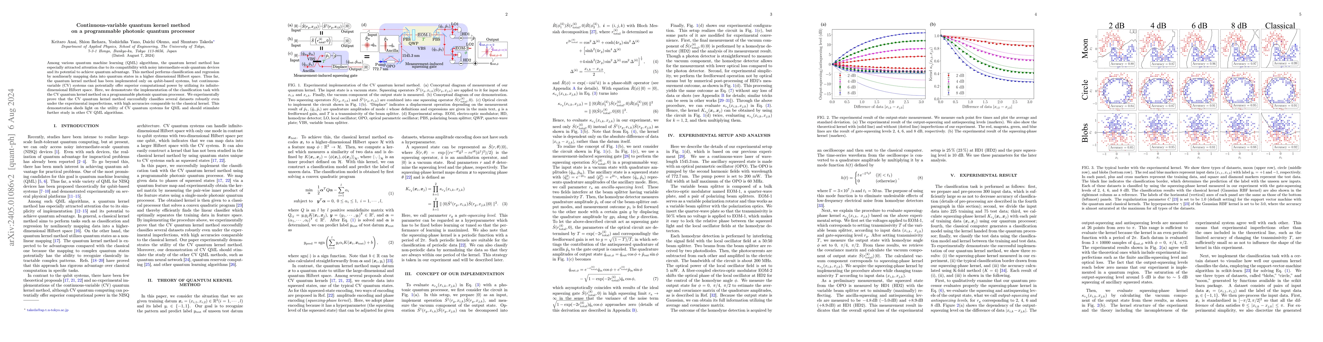 Thumbnail for Continuous-variable quantum kernel method on a programmable photonic
  quantum processor