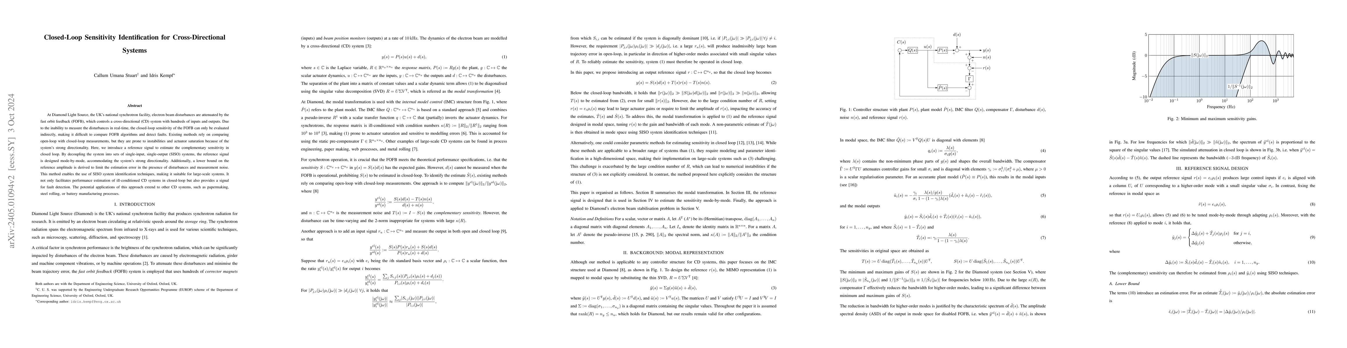 Thumbnail for Closed-Loop Sensitivity Identification for Cross-Directional Systems