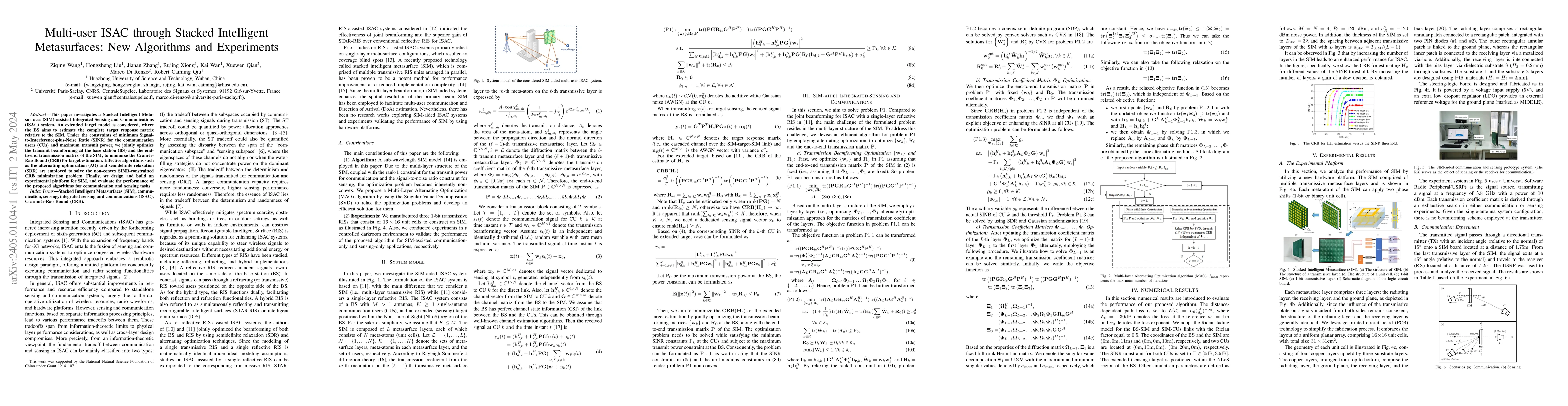 Thumbnail for Multi-user ISAC through Stacked Intelligent Metasurfaces: New Algorithms
  and Experiments
