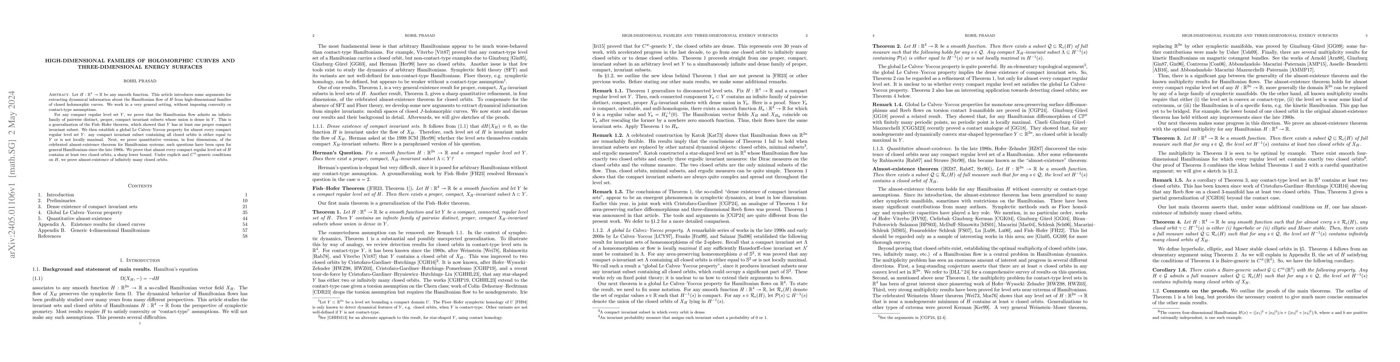 Thumbnail for High-dimensional families of holomorphic curves and three-dimensional
  energy surfaces
