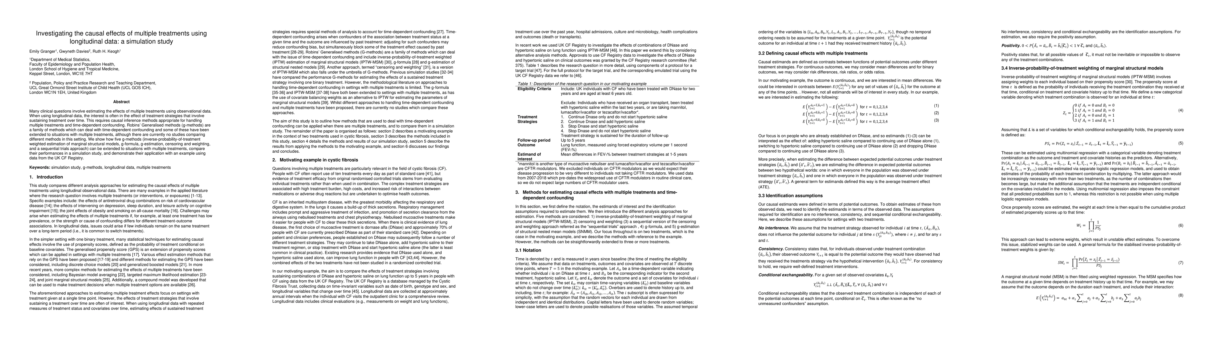 Thumbnail for Investigating the causal effects of multiple treatments using
  longitudinal data: a simulation study