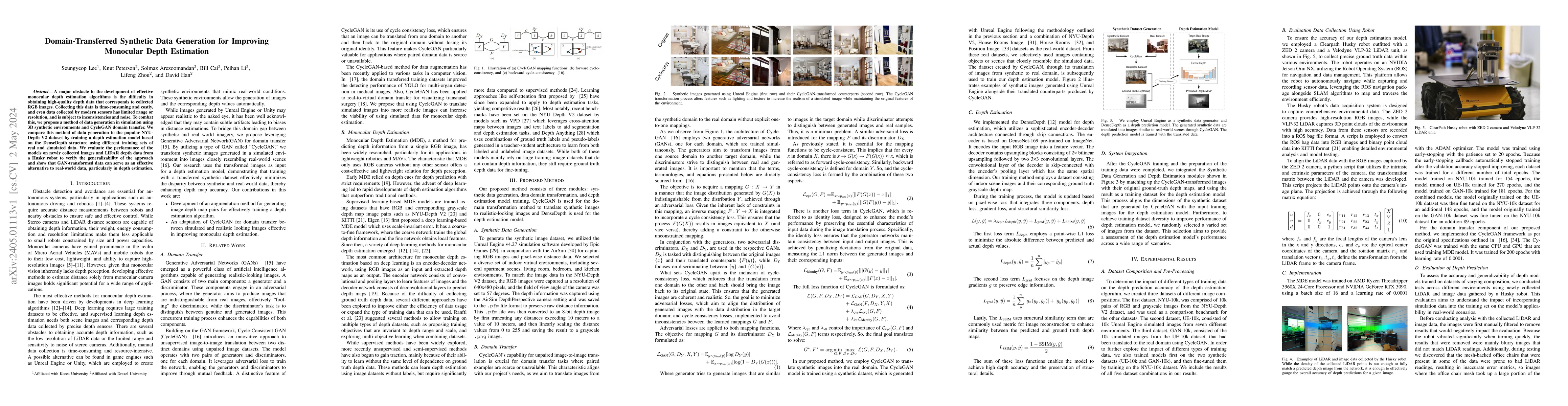 Thumbnail for Domain-Transferred Synthetic Data Generation for Improving Monocular
  Depth Estimation