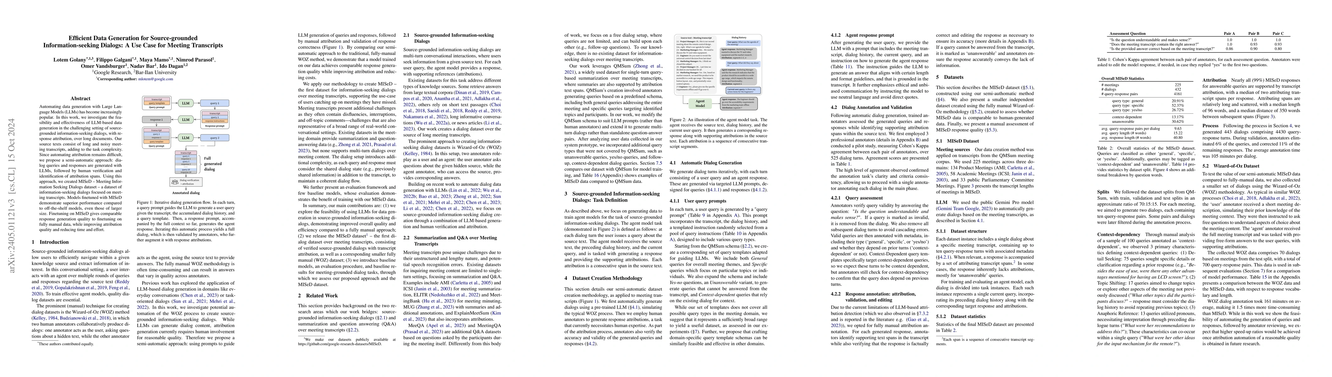 Thumbnail for Efficient Data Generation for Source-grounded Information-seeking
  Dialogs: A Use Case for Meeting Transcripts
