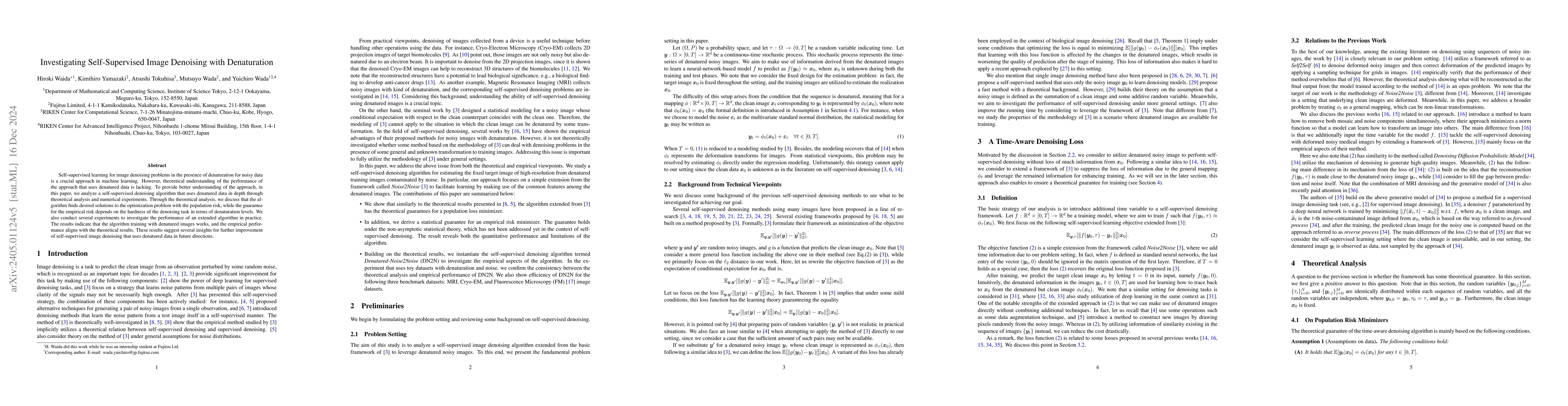 Thumbnail for Investigating Self-Supervised Image Denoising with Denaturation