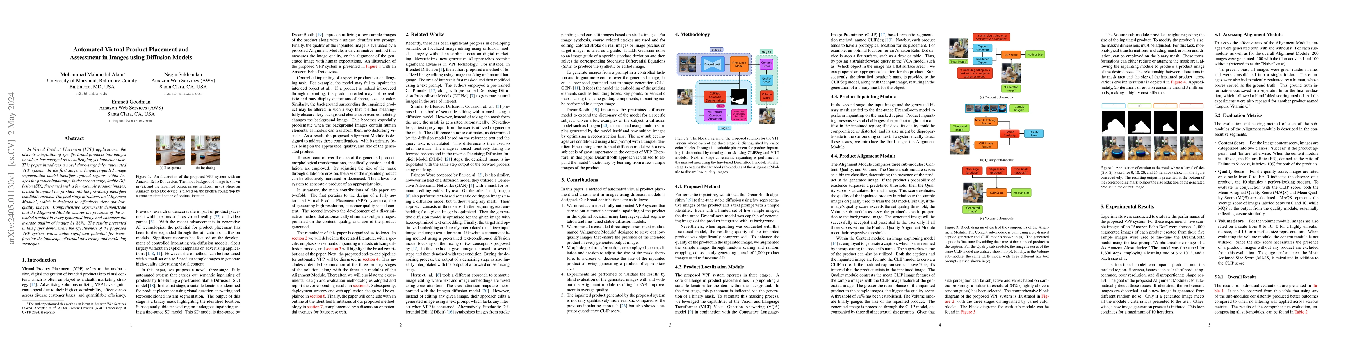 Thumbnail for Automated Virtual Product Placement and Assessment in Images using
  Diffusion Models
