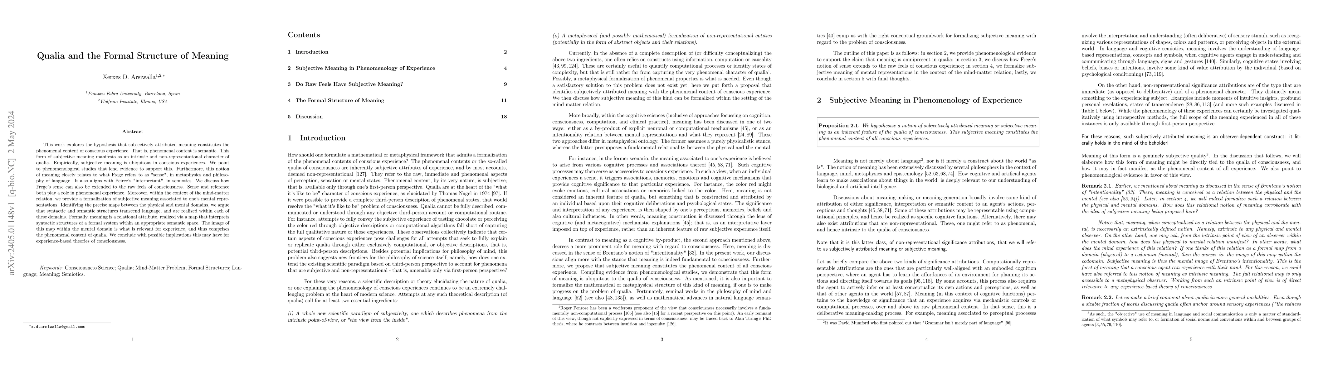 Thumbnail for Qualia and the Formal Structure of Meaning