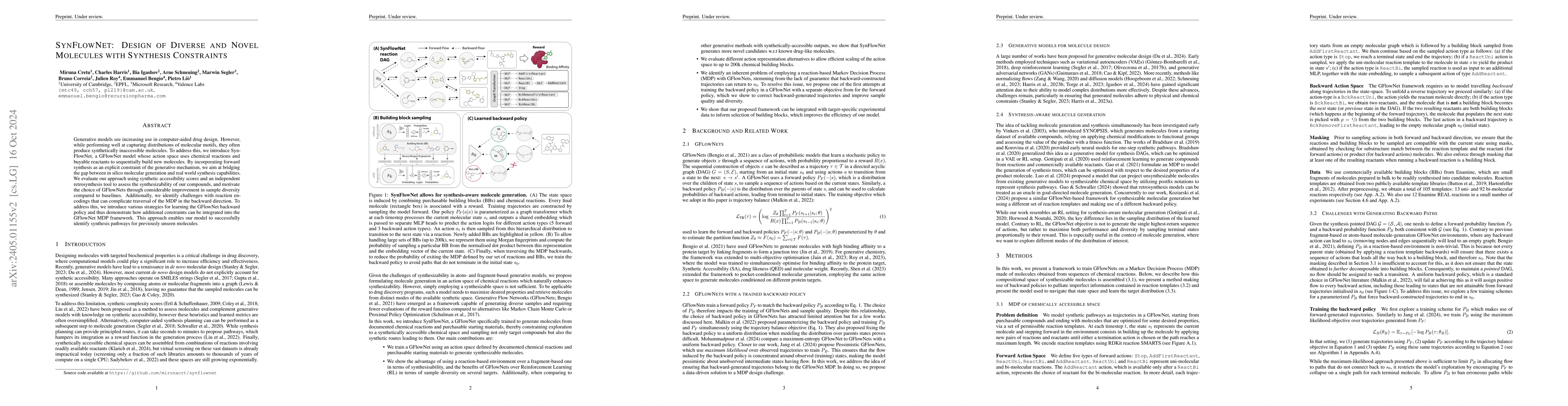Thumbnail for SynFlowNet: Towards Molecule Design with Guaranteed Synthesis Pathways