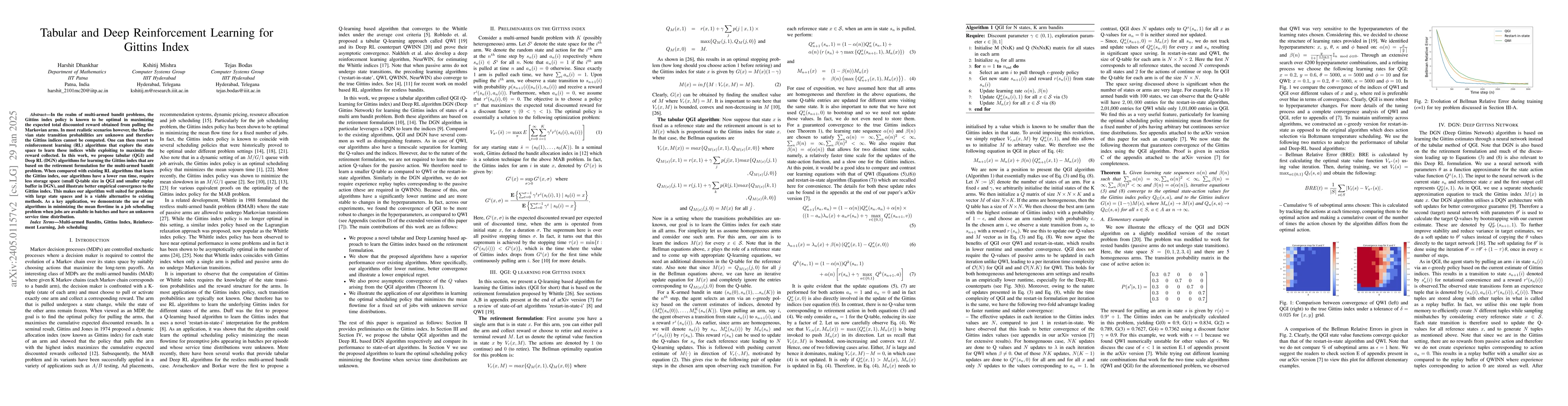 Thumbnail for Tabular and Deep Reinforcement Learning for Gittins Index