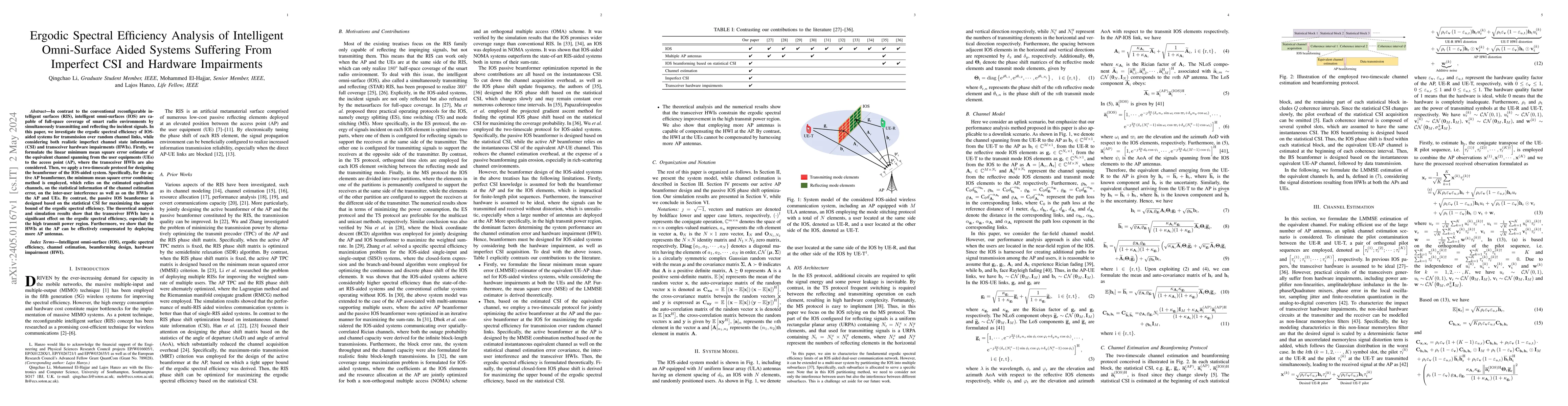 Thumbnail for Ergodic Spectral Efficiency Analysis of Intelligent Omni-Surface Aided
  Systems Suffering From Imperfect CSI and Hardware Impairments