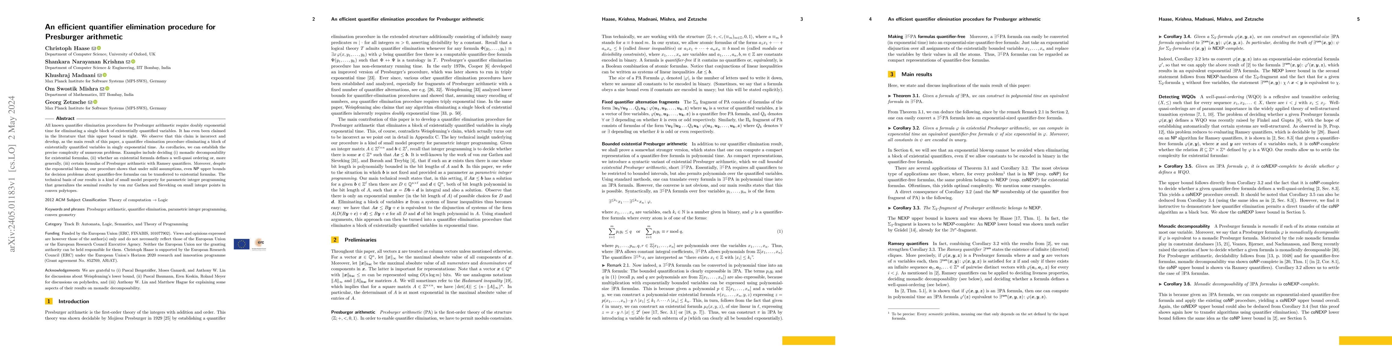Thumbnail for An efficient quantifier elimination procedure for Presburger arithmetic