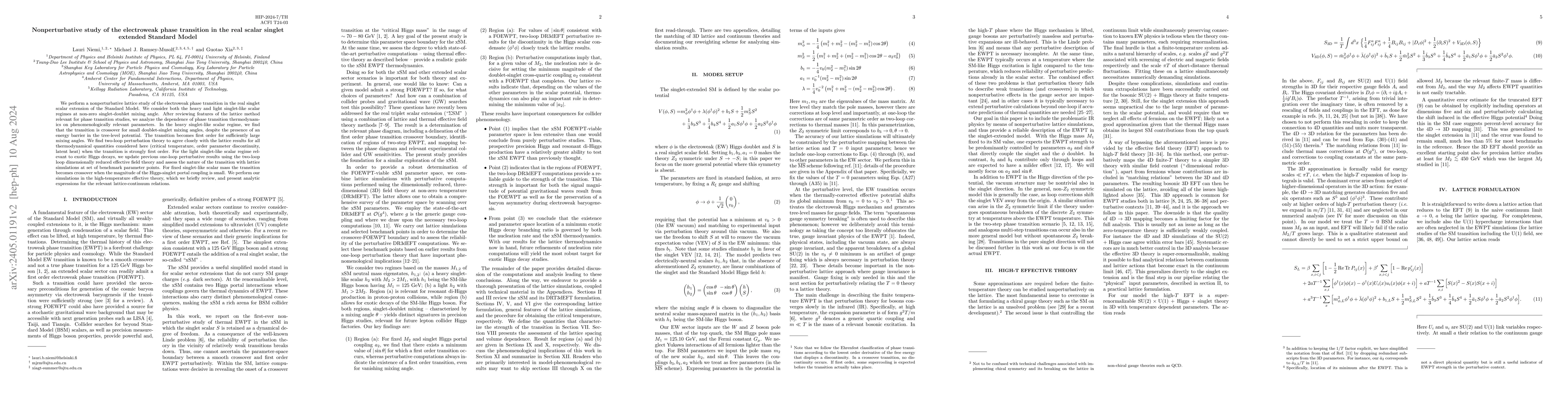 Thumbnail for Nonperturbative study of the electroweak phase transition in the real
  scalar singlet extended Standard Model