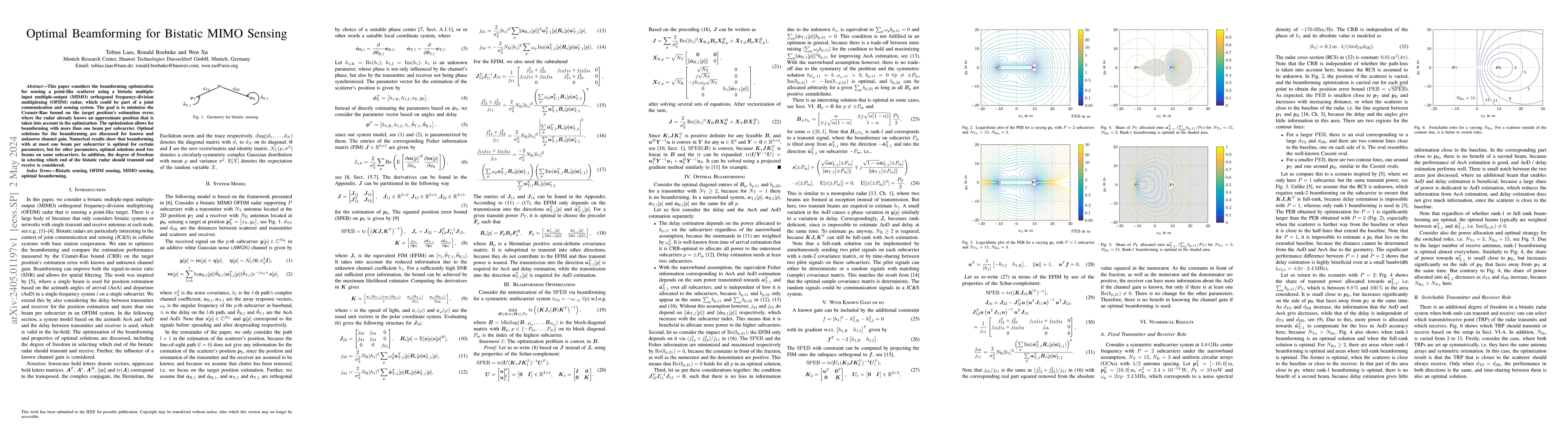 Thumbnail for Optimal Beamforming for Bistatic MIMO Sensing