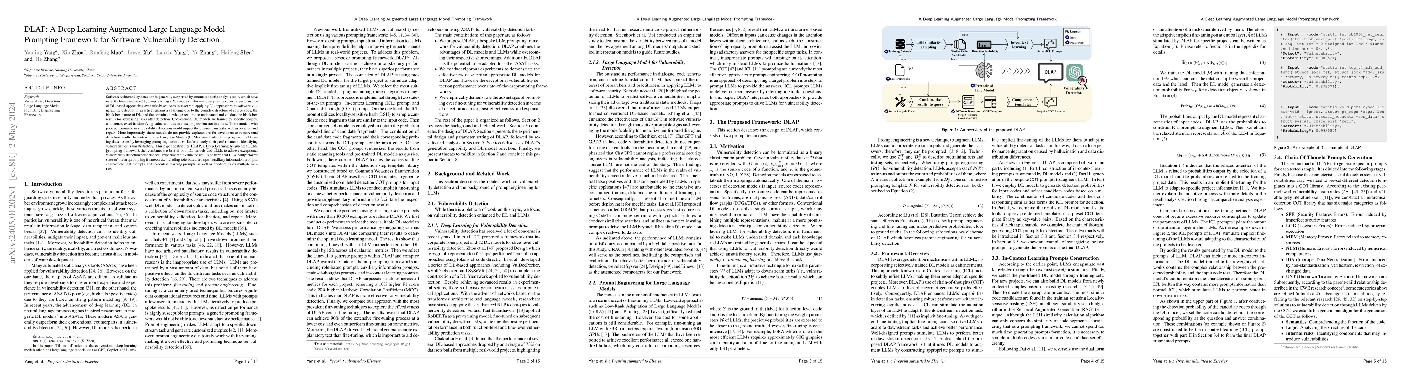 Thumbnail for DLAP: A Deep Learning Augmented Large Language Model Prompting Framework
  for Software Vulnerability Detection