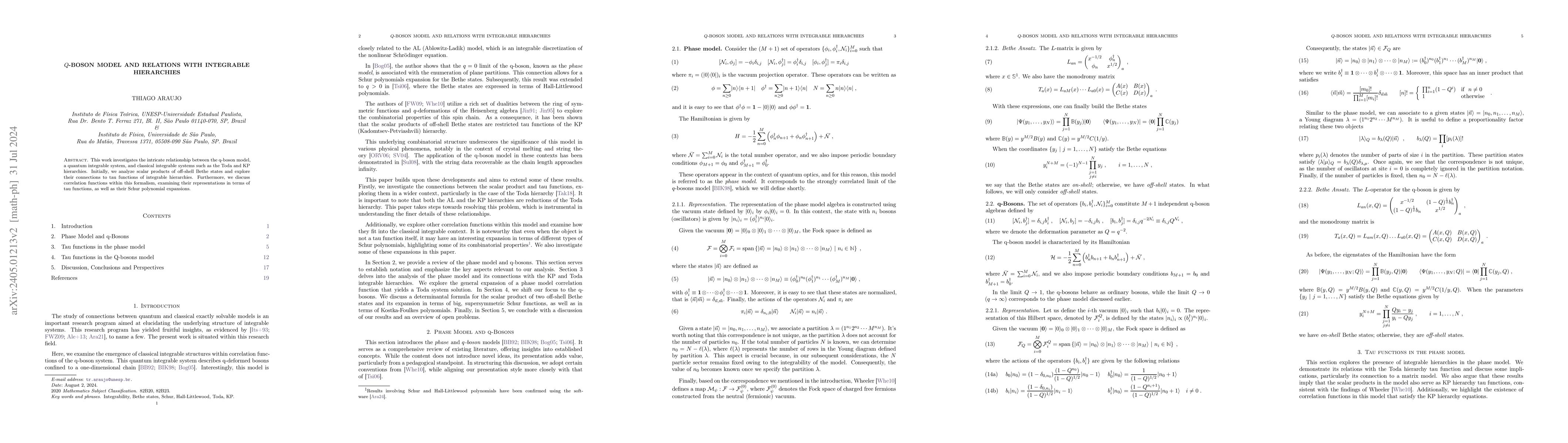 Thumbnail for $Q$-Boson model and relations with integrable hierarchies