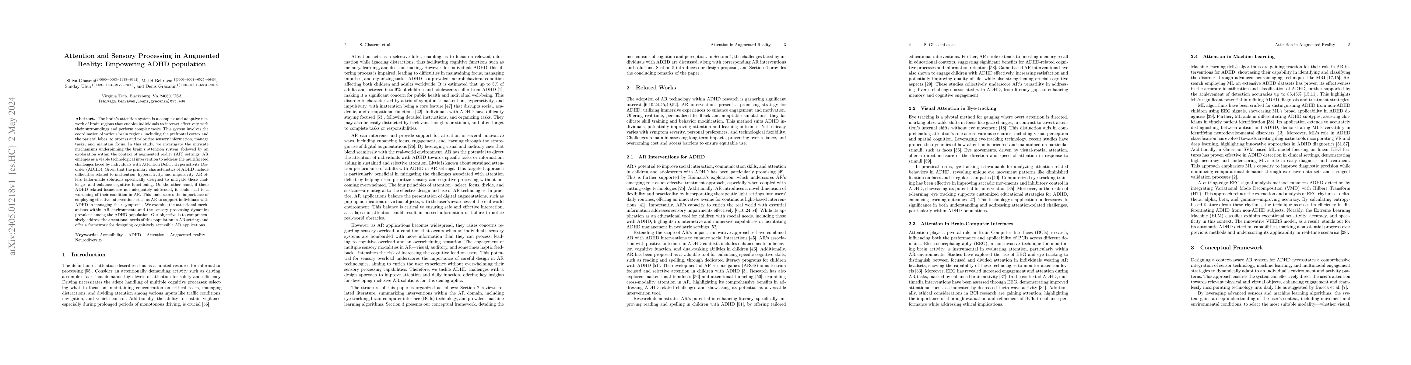 Thumbnail for Attention and Sensory Processing in Augmented Reality: Empowering ADHD
  population
