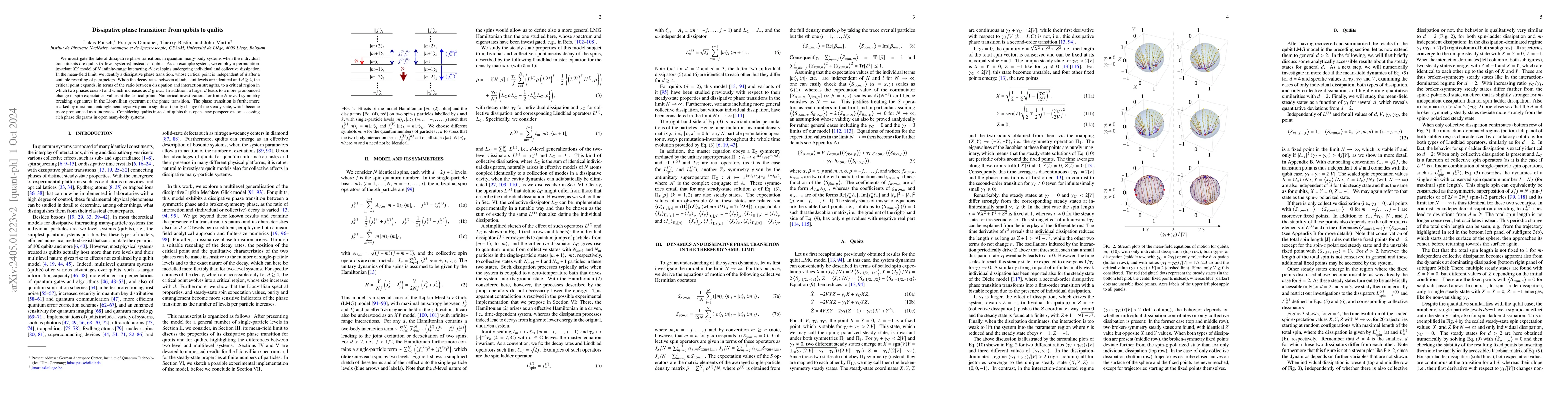 Thumbnail for Dissipative phase transition: from qubits to qudits