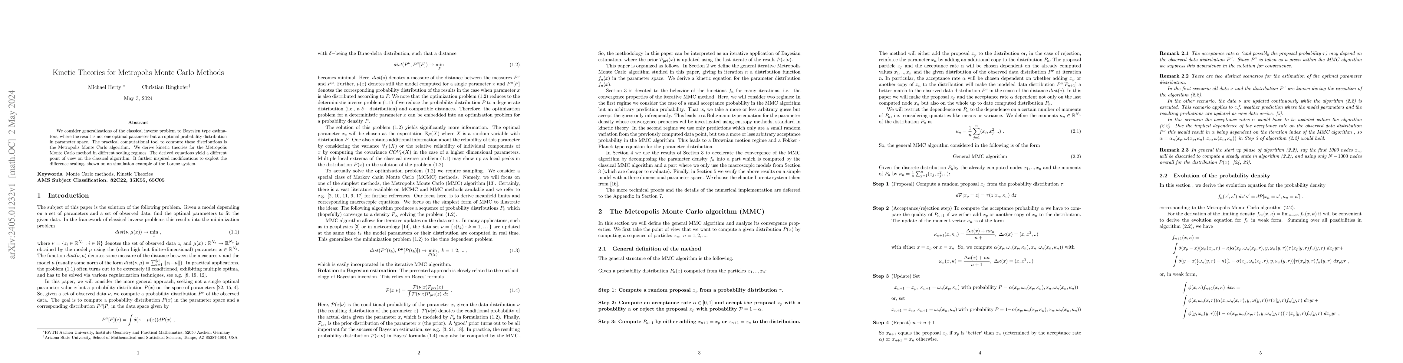 Thumbnail for Kinetic Theories for Metropolis Monte Carlo Methods