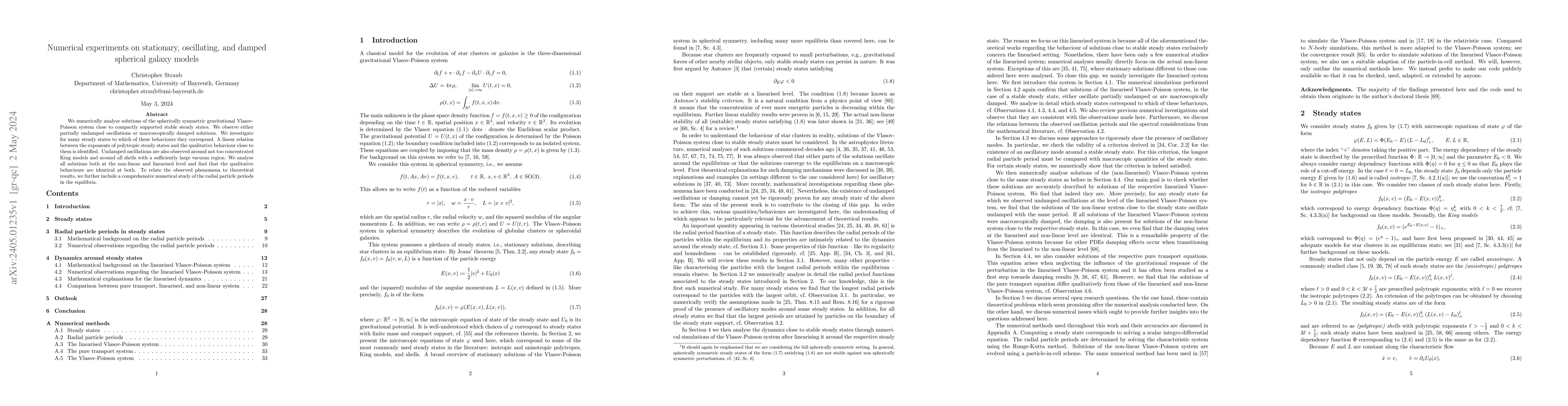 Thumbnail for Numerical experiments on stationary, oscillating, and damped spherical
  galaxy models