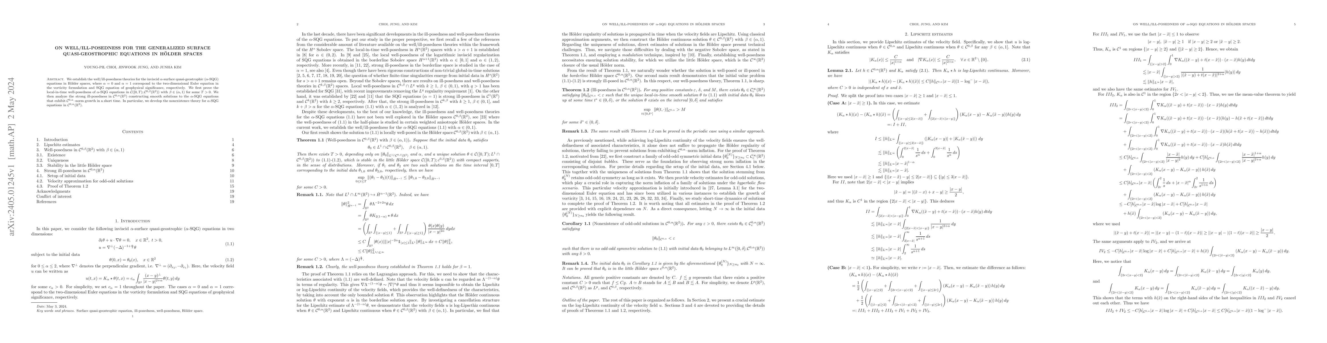 Thumbnail for On well/ill-posedness for the generalized surface quasi-geostrophic
  equations in H\"older spaces