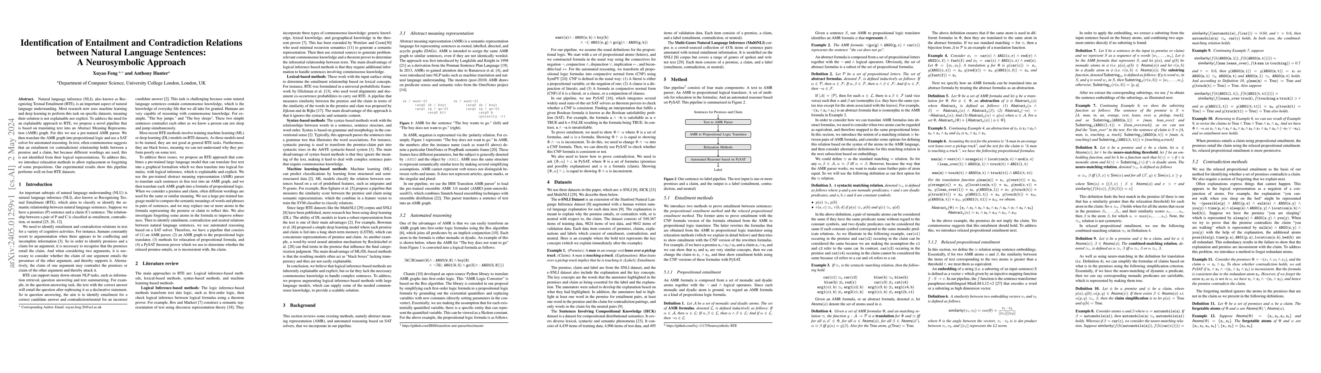 Thumbnail for Identification of Entailment and Contradiction Relations between Natural
  Language Sentences: A Neurosymbolic Approach