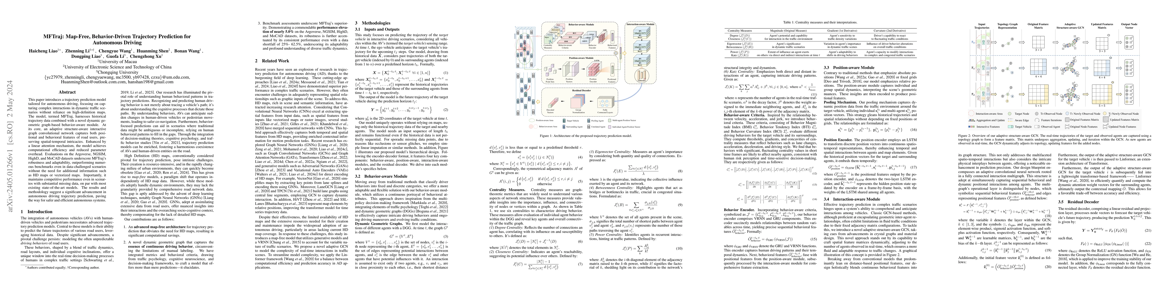 Thumbnail for MFTraj: Map-Free, Behavior-Driven Trajectory Prediction for Autonomous
  Driving