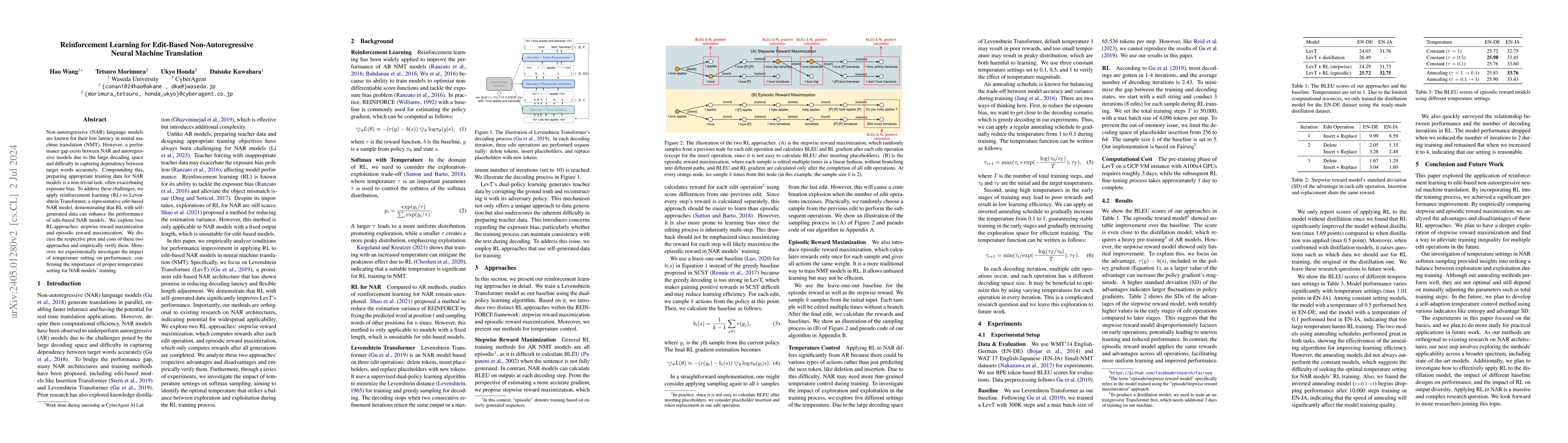 Thumbnail for Reinforcement Learning for Edit-Based Non-Autoregressive Neural Machine
  Translation
