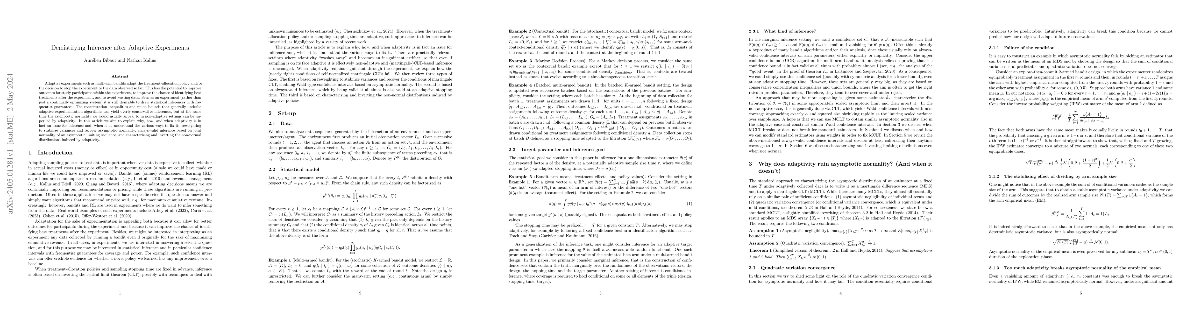 Thumbnail for Demistifying Inference after Adaptive Experiments