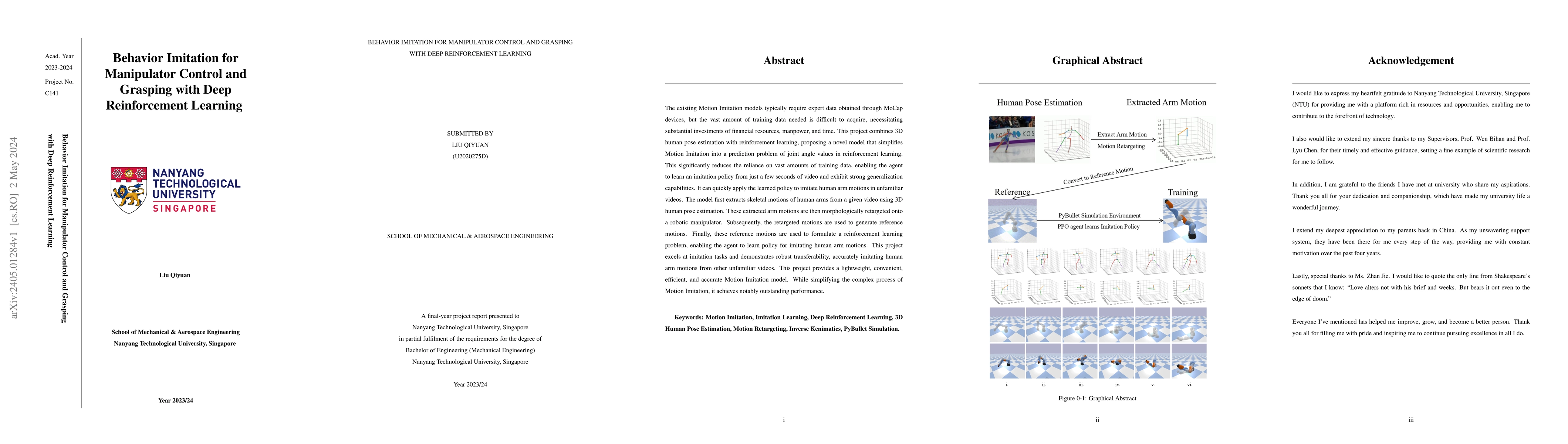 Thumbnail for Behavior Imitation for Manipulator Control and Grasping with Deep
  Reinforcement Learning