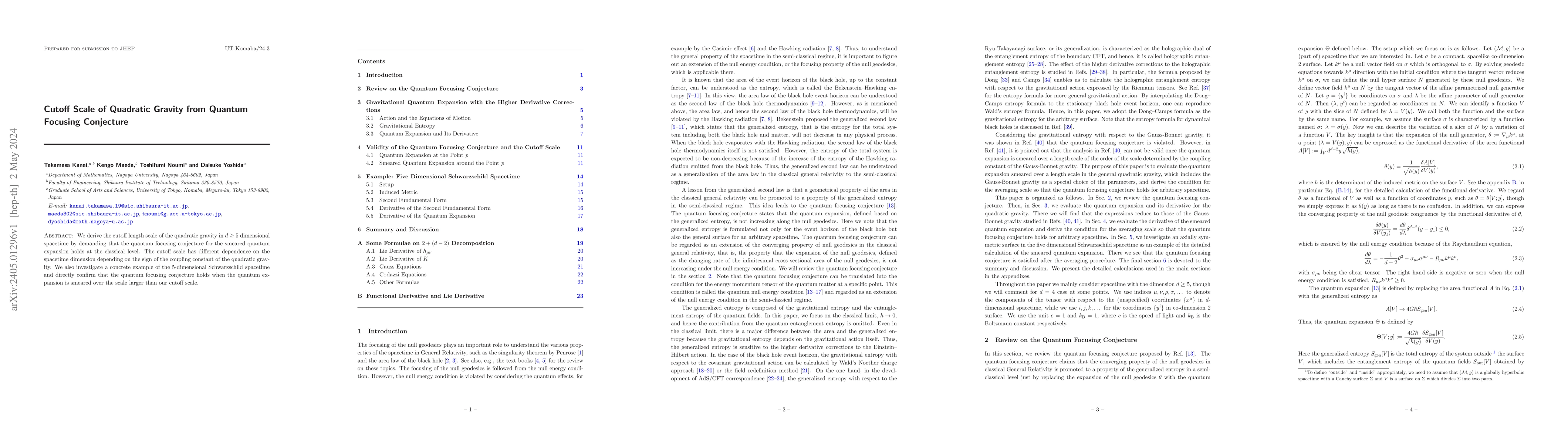 Thumbnail for Cutoff Scale of Quadratic Gravity from Quantum Focusing Conjecture