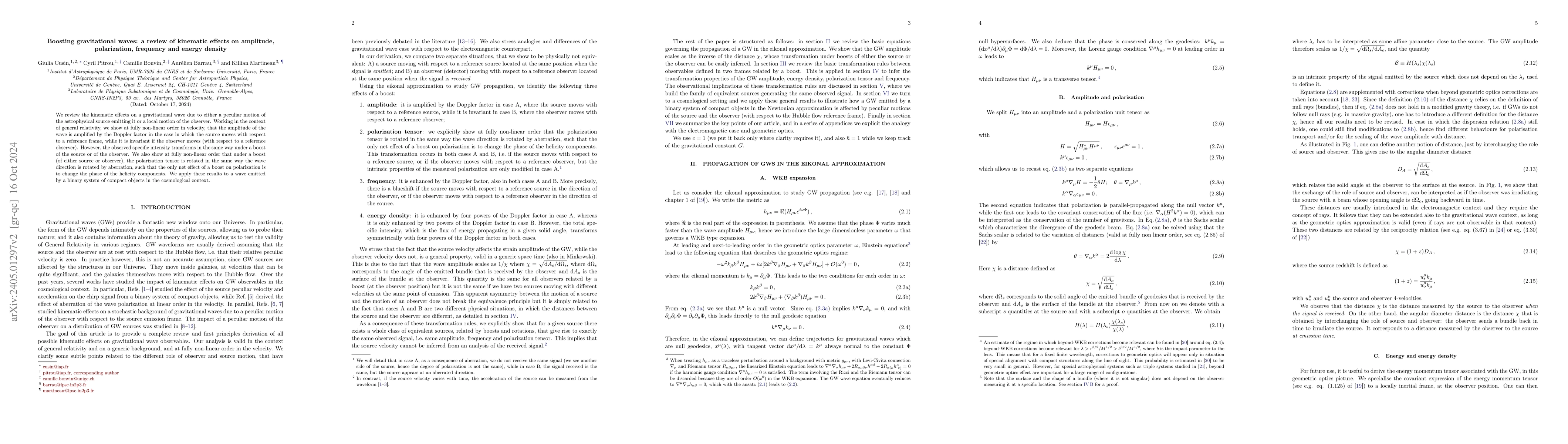 Thumbnail for Boosting gravitational waves: a review of kinematic effects on
  amplitude, polarization, frequency and energy density