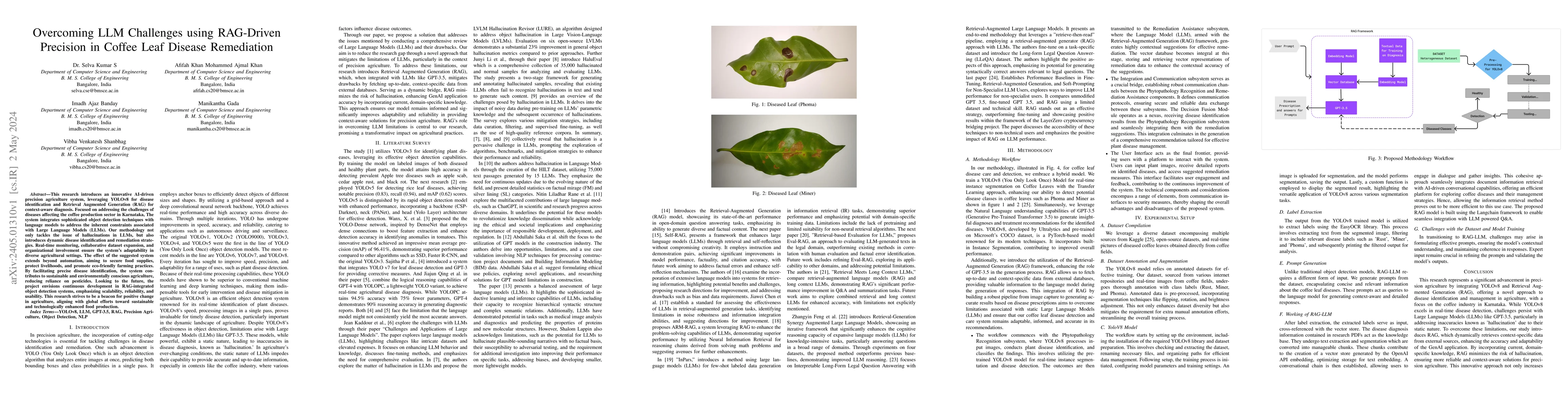Thumbnail for Overcoming LLM Challenges using RAG-Driven Precision in Coffee Leaf
  Disease Remediation