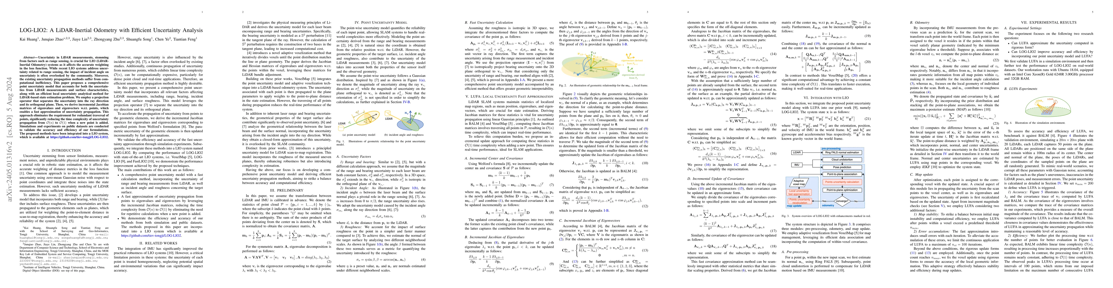 Thumbnail for LOG-LIO2: A LiDAR-Inertial Odometry with Efficient Uncertainty Analysis