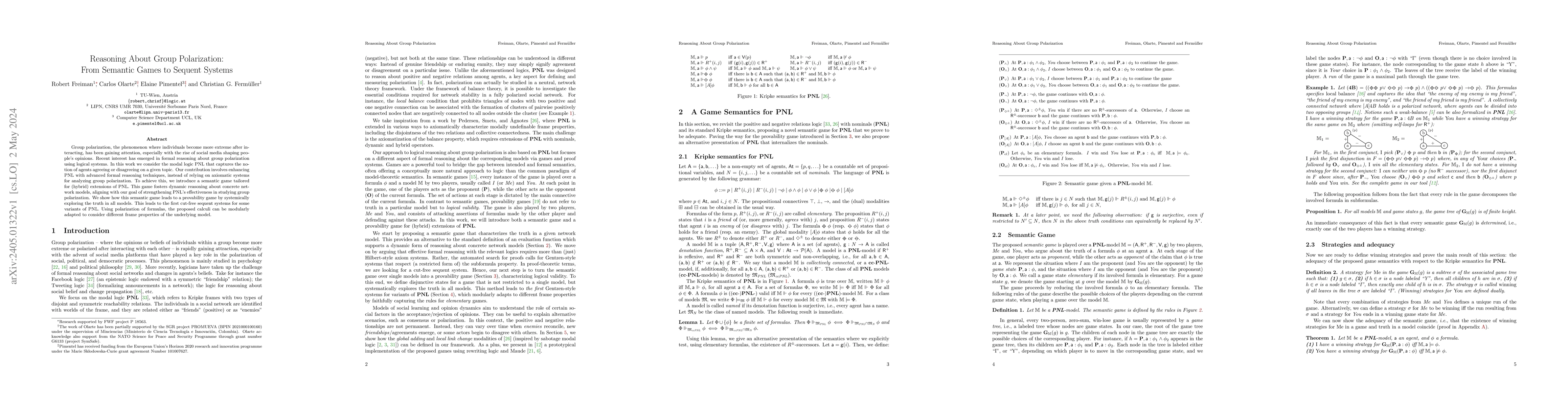 Thumbnail for Reasoning About Group Polarization: From Semantic Games to Sequent
  Systems