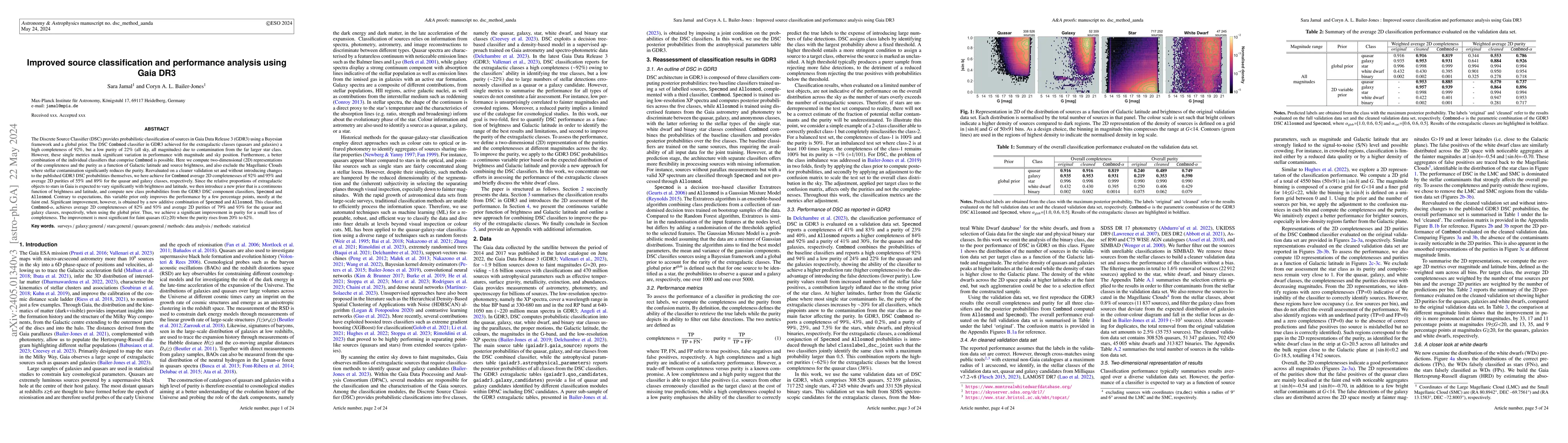 Thumbnail for Improved source classification and performance analysis using Gaia DR3