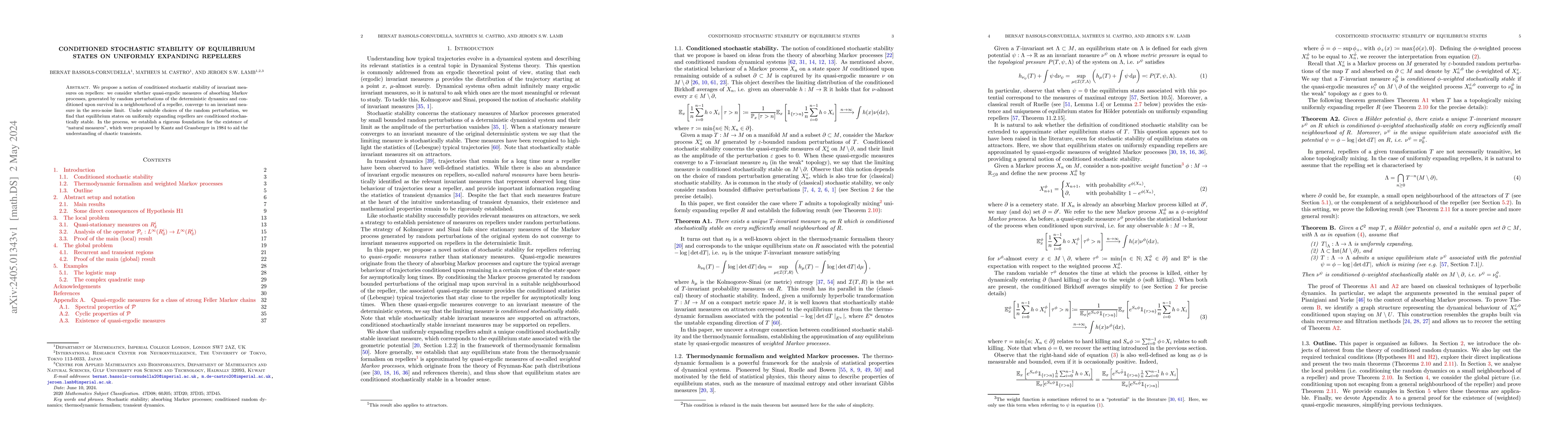 Thumbnail for Conditioned stochastic stability of equilibrium states on uniformly
  expanding repellers