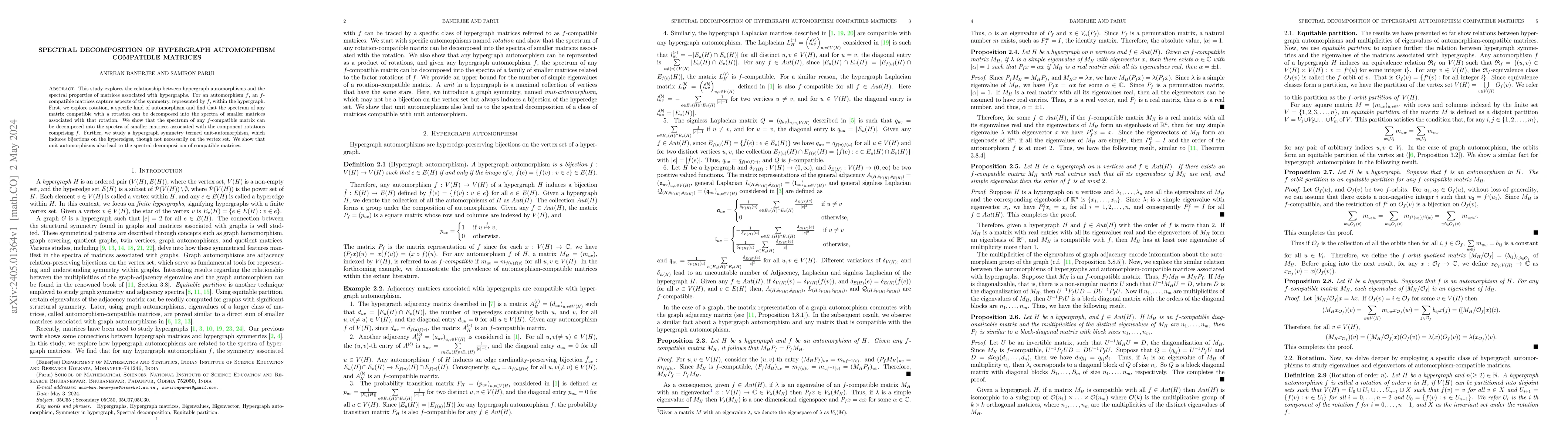 Thumbnail for Spectral decomposition of hypergraph automorphism compatible matrices