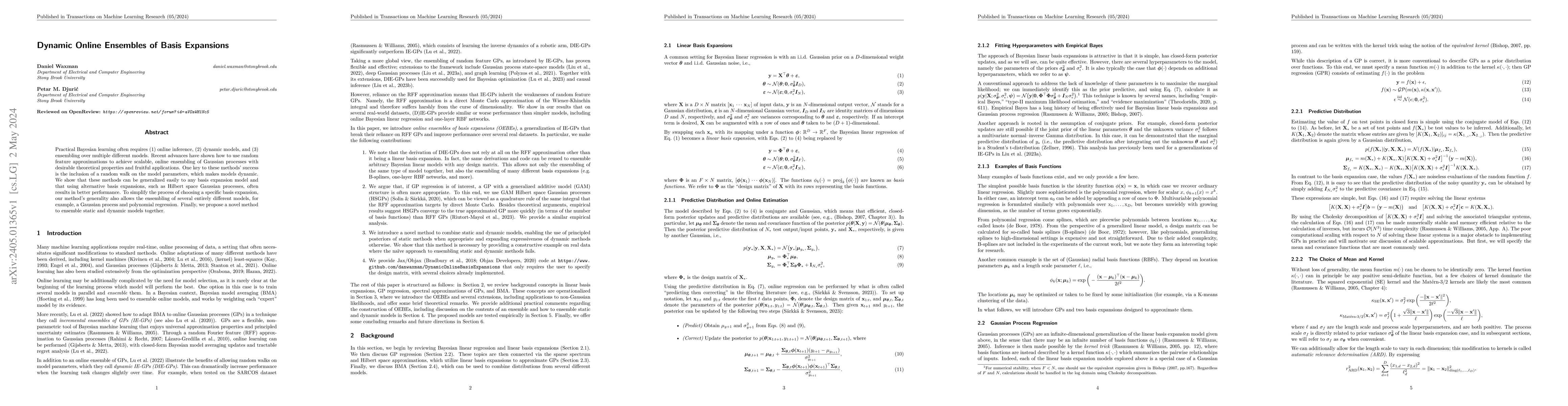 Thumbnail for Dynamic Online Ensembles of Basis Expansions