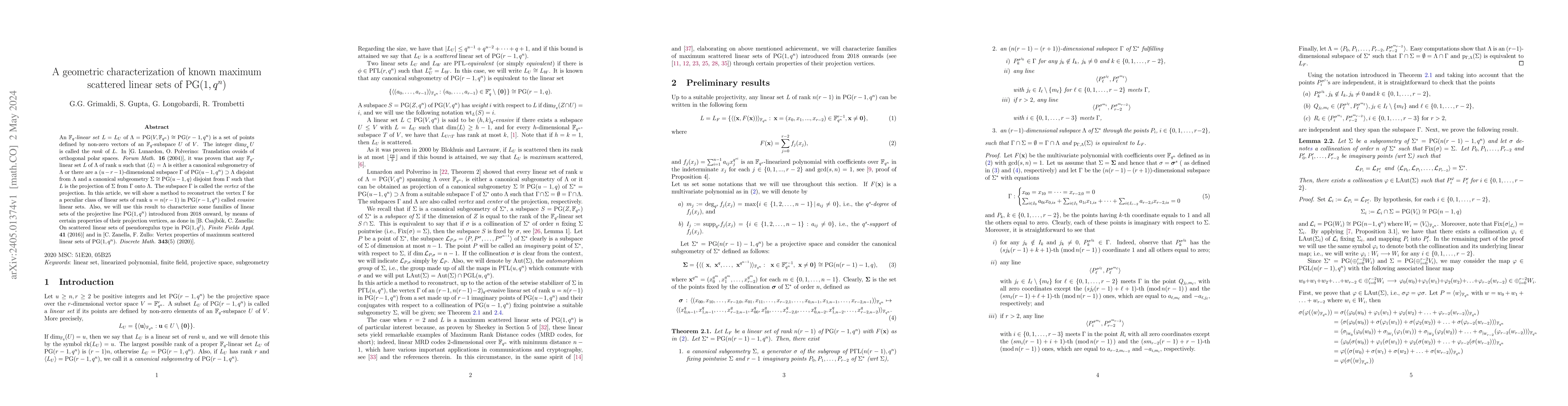 Thumbnail for A geometric characterization of known maximum scattered linear sets of
  $\mathrm{PG}(1,q^n)$