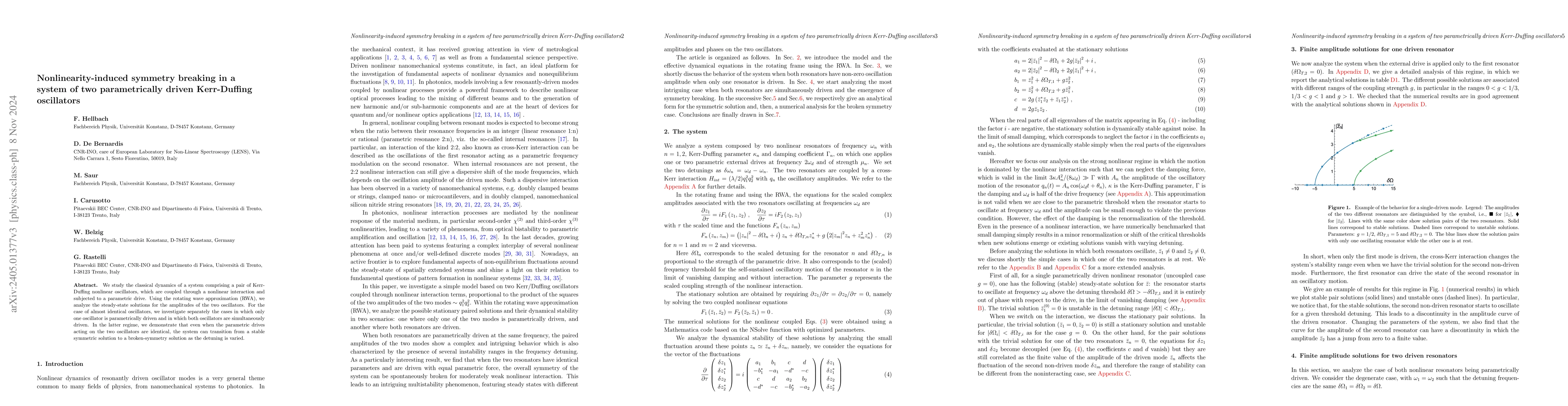 Thumbnail for Nonlinearity-induced symmetry breaking in a system of two parametrically
  driven Kerr-Duffing oscillators