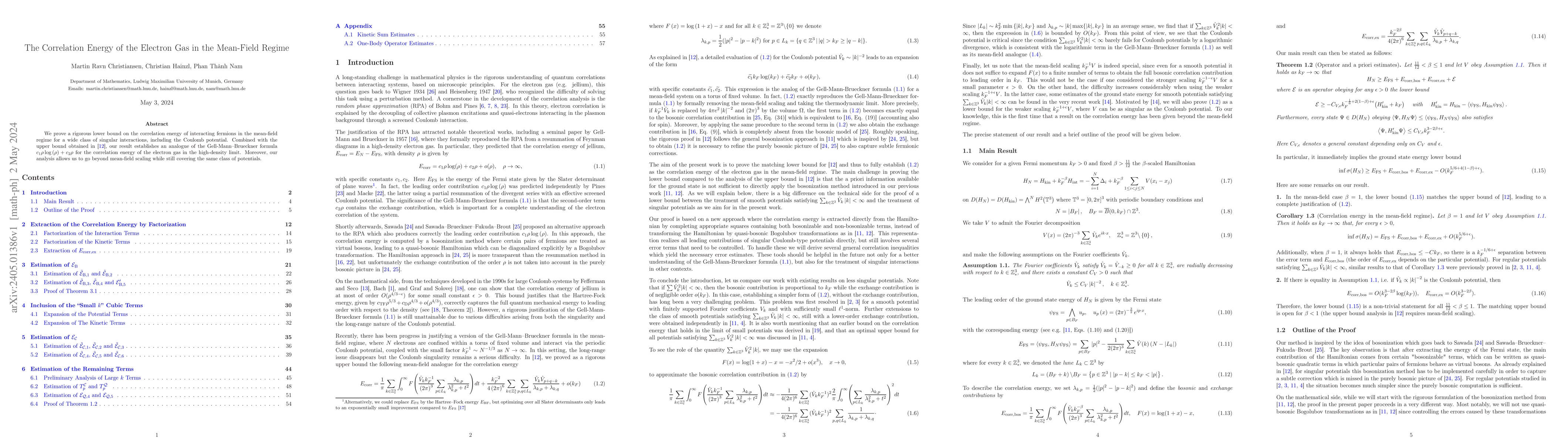 Thumbnail for The Correlation Energy of the Electron Gas in the Mean-Field Regime